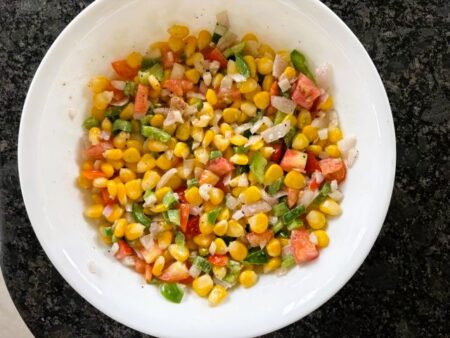 cold corn salad with mayo for BBQ and picnics