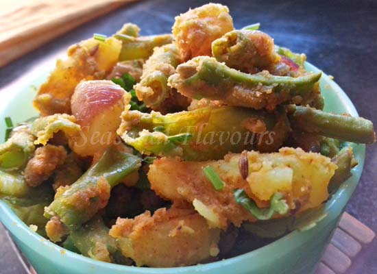 Aloo Barbati Vepudu – Andhra Spicy Yard Long Beans And Potato Stir Fry