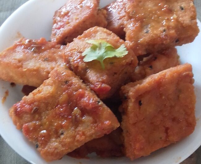 Dhokar Dalna – Bengali Fried Lentil Cakes In Tomato Gravy