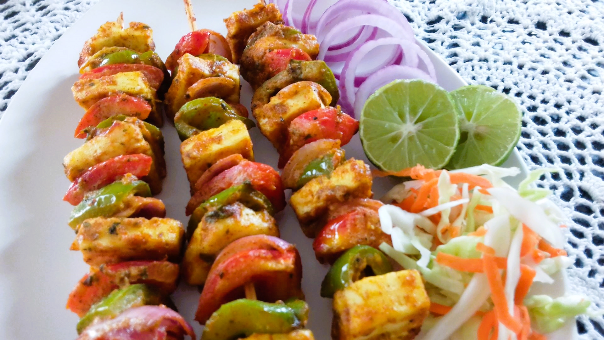 Paneer Tikka Skewers Oven Baked Cottage Cheese Sticks Seasonal Flavours